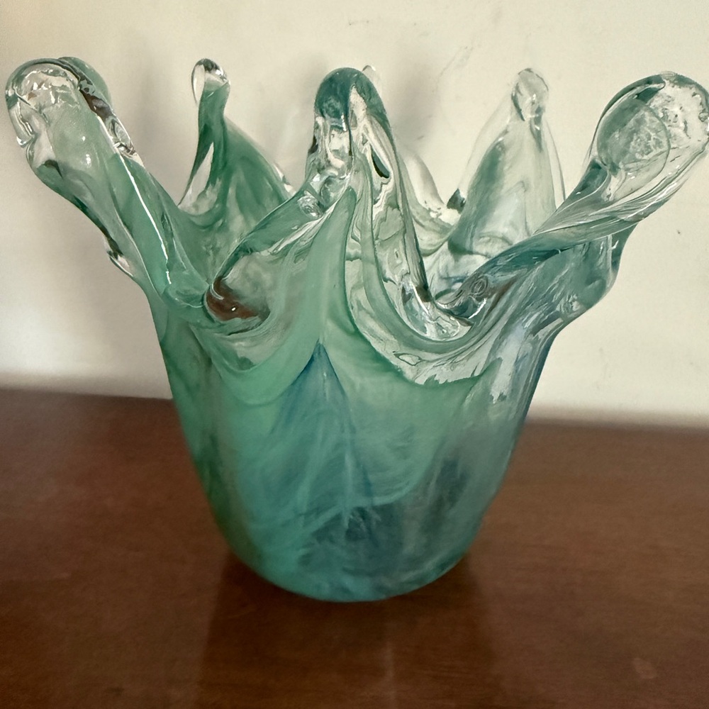Murano Glass Art Sculpture in Teal, beautiful!